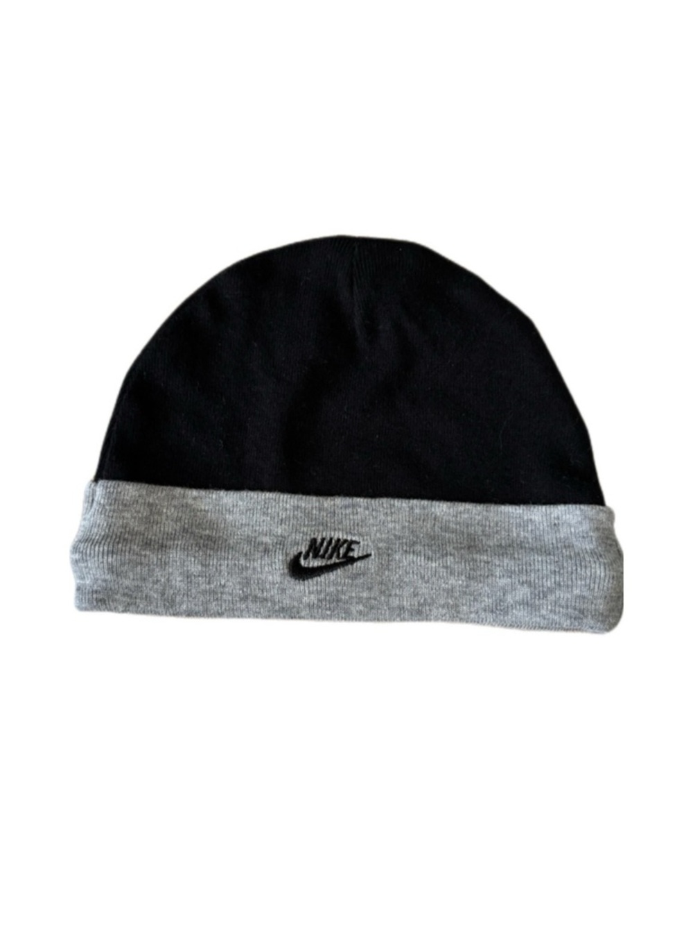 Nike Infant Baby Cotton Beanie Hat Black Gray Size 0-6months